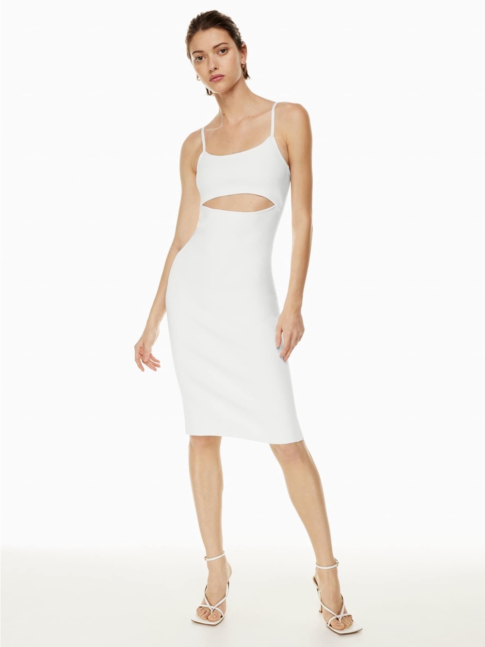 Aritzia White Cutout Spaghetti-Strip Midi Dress